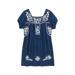 Roller Rabbit Cotton Denim Chambray Embroidery Mini Dress Size M